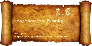 Krajcsovics Bianka névjegykártya